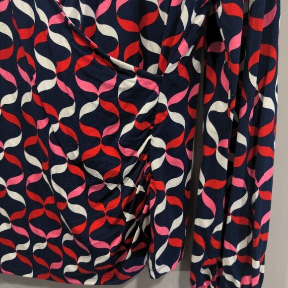 NWT Boden Womens Elodie Wrap Top Size 20/22 Navy Red Stretch Casual LS Viscose - Picture 6 of 12